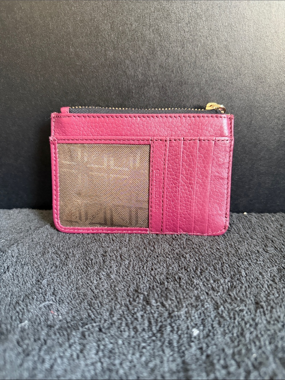 Lodis Fuchsia Leather Card Case with Snap Pocket - Picture 4 of 8